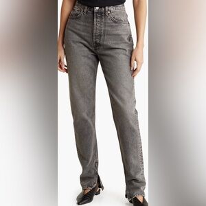 RE/DONE Super High Drainpipe Jeans Gray‎ Wash Size 32 NWT